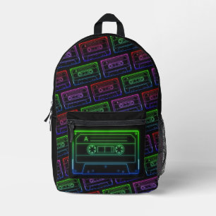 Imprimé Sac À Dos Avec Motif De Cassette Multicolore Néon