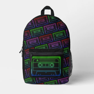 Imprimé Sac À Dos Avec Motif De Cassette Multicolore Néon