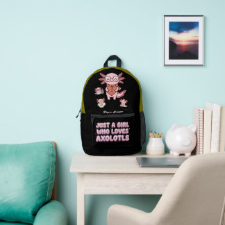 Imprimé Sac à dos Axolotl Rose Mignon - Cadeau pour amateu