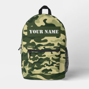 Imprimé Sac à dos camouflage vert avec nom personnalisé