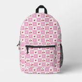 Imprimé Sac à dos Cerise à motif Gingham Rose et Blanc (Recto)
