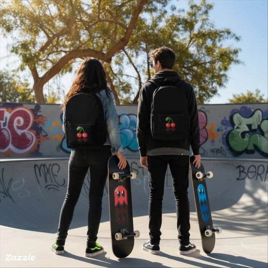 Imprimé Sac à dos Cerise pixel rouge noir sobre 