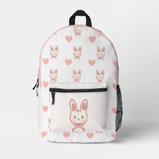 Imprimé Sac à dos Cute Pink Bunny & Hearts Pattern