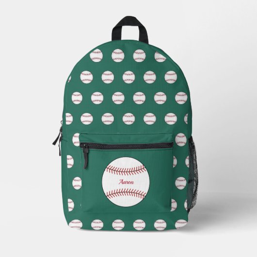 Imprimé Sac à dos de baseball vert personnalisé (Recto)