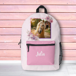 Imprimé Sac à dos de cheval Filles Jolis Poneys Fleurs Pas