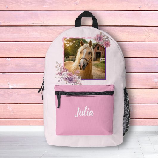 Imprimé Sac à dos de cheval Filles Jolis Poneys Fleurs Pas