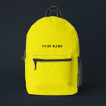 Imprimé Sac à dos de nom personnalisé jaune noir<br><div class="desc">Personnalisez facilement ce sac à dos simple et cool en ajoutant votre nom ou votre texte personnalisé. Un design cool et moderne en jaune et noir avec une police sans serif claire, pour un look moderne, professionnel et pointu, parfait comme cadeau personnalisé pour les étudiants de collège, lycée, enfants. Le...</div>