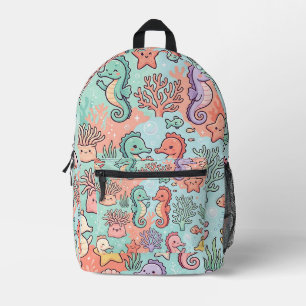 Imprimé Sac à dos de récif de corail hippocampe – Motif mi