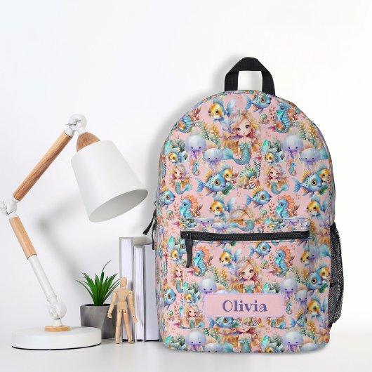 Imprimé Sac à dos de sirène rose personnalisé