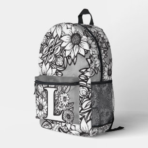 Imprimé Sac à dos DIY noir et blanc à motif tournesol et m