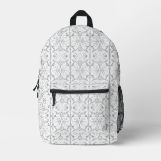 Imprimé Sac à dos élégant à motif damassé gris