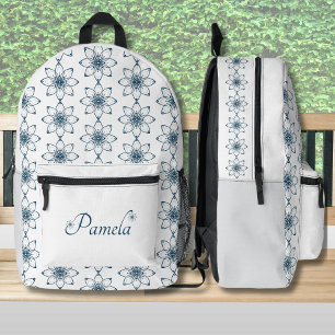 Imprimé Sac à dos élégant à motif floral bleu