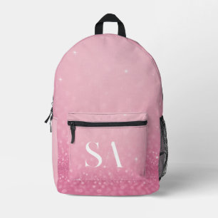 Imprimé Sac à dos en Parties scintillant rose avec initial