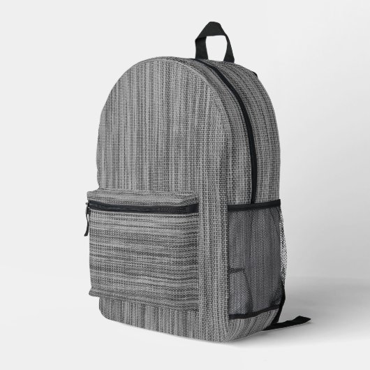 Imprimé Sac à dos en tissu gris Faux (Coin arrière droit)
