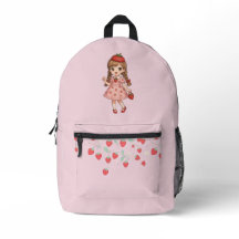 Sac À Dos Fille Kawaii Fraise - Esthétique Rose Mi