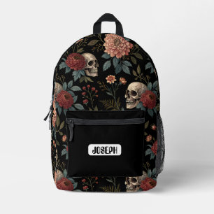 Imprimé Sac à dos floral crâne sombre