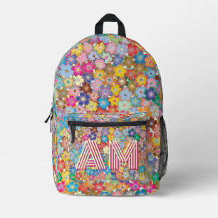 Imprimé Sac à dos floral vibrant personnalisé avec monogra