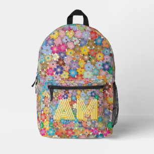 Imprimé Sac à dos floral vibrant tendance avec monogramme 