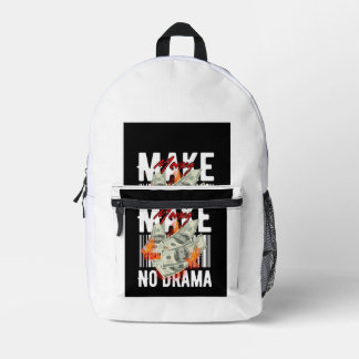 Imprimé Sac à dos graphique rétro "Make No Drama"