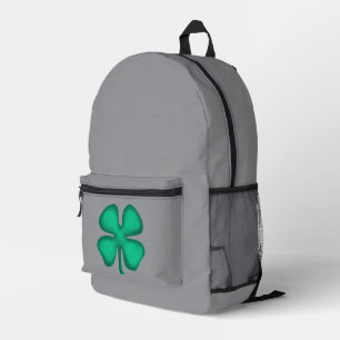 Imprimé Sac à dos gris Trèfle irlandais Lucky 4 Leaf