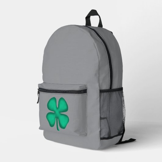 Imprimé Sac à dos gris Trèfle irlandais Lucky 4 Leaf (Coin arrière droit)