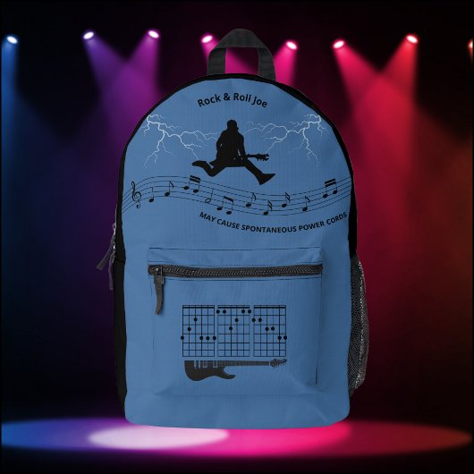 Imprimé Sac à dos Guitariste Rock & Roll Bleu & Noir