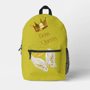 Imprimé Sac à dos jaune Couronne et Ailes de Reine Boss