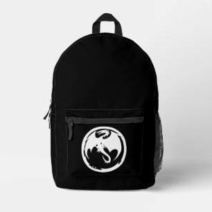 Imprimé sac à dos noir Dragon blanc