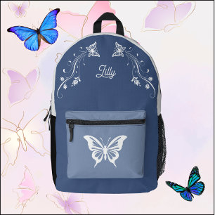 Imprimé Sac à dos papillon fantaisiste bleu et blanc
