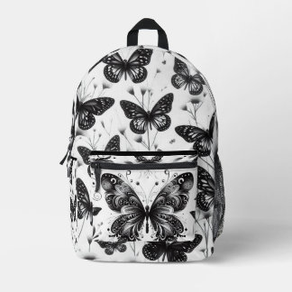Imprimé Sac à dos Papillon noir et blanc