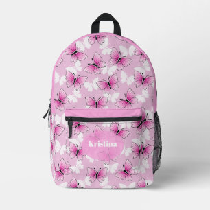 Imprimé Sac à dos papillon rose personnalisé Kawaii pour f