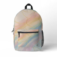 Sac à dos pastel multicolore avec lignes dorées