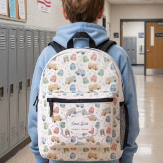 Imprimé Sac à dos personnalisé avec un bus scolaire aquare