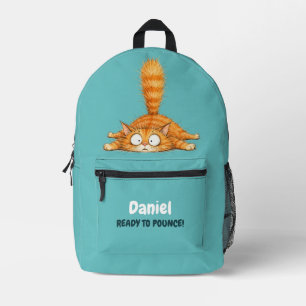 Imprimé Sac à dos personnalisé drôle chat orange aqua enfa