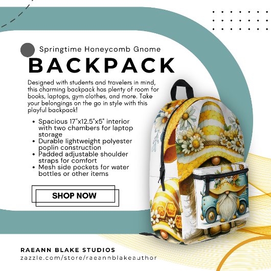 Imprimé Sac à dos personnalisé Gnome Honeycomb Springtime