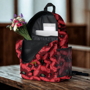 Imprimé Sac à dos personnalisé Motif de pavot rouge Floral