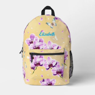 Imprimé Sac à dos personnalisé pour orchidée et papillon l