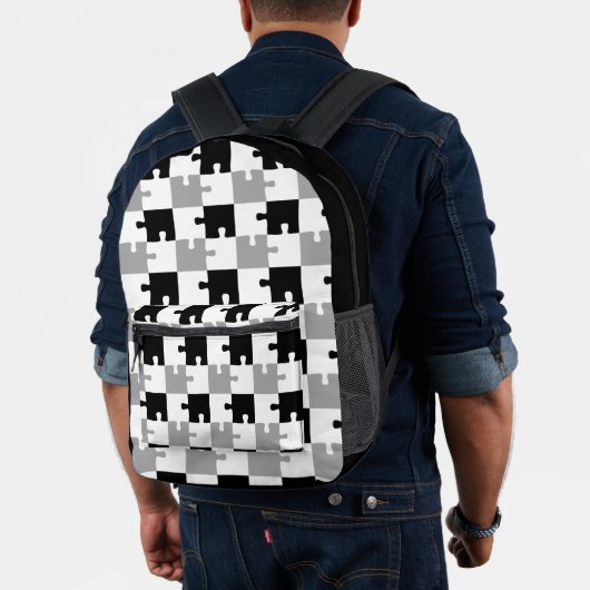 Imprimé Sac à dos pièces de puzzle noir blanc gris (Insitu (Modèle))