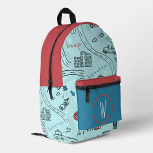 Imprimé Sac à dos pour enfants avec monogramme de voitures