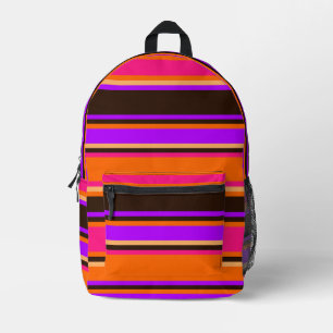Imprimé Sac à dos rayé orange, magenta et violet