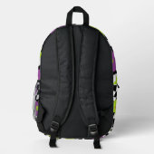 Imprimé Sac à dos Rétro à Damier et Fleurs (Verso)