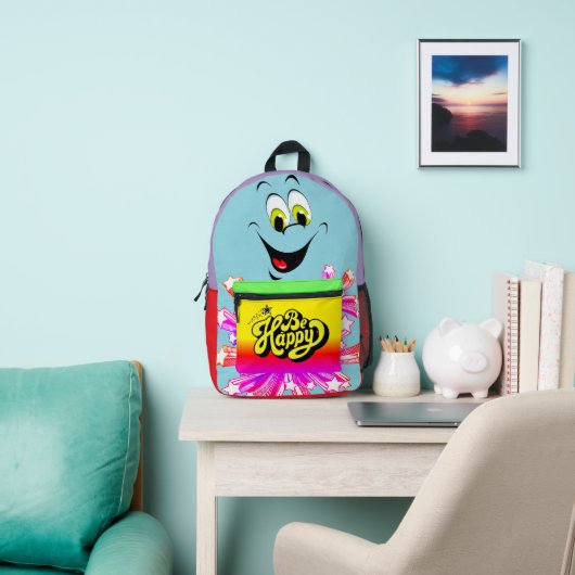 Imprimé Sac à dos rétro "Soyez heureux" (Insitu)