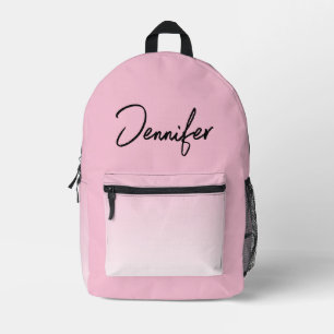Imprimé Sac à dos rose en poudre personnalisé avec nom per