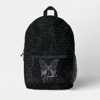 Imprimé Sac à dos scolaire vintage noir à motif script