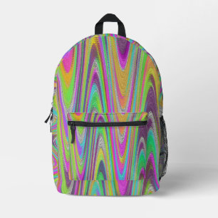 Imprimé Sac à dos vert violet Motif à vague multicolore