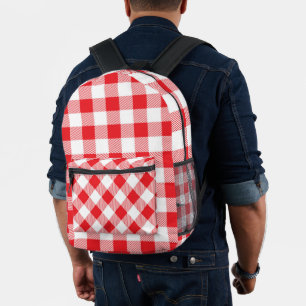 Imprimé Sac à dos vintage rouge et blanc à carreaux