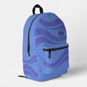 Imprimé Sea Blue Ocean Waves Monogram Sac à dos