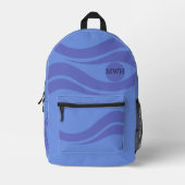Imprimé Sea Blue Ocean Waves Monogram Sac à dos (Recto)