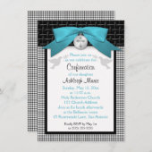 IMPRIMÉ SOUS Turquoise Premier Invitation de confi (Devant / Derrière)