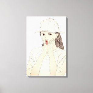 Imprimé sur toile d'art minimaliste d'une fille su